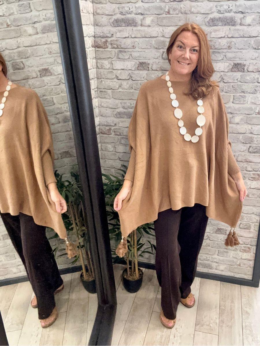 Plain Tassel Poncho