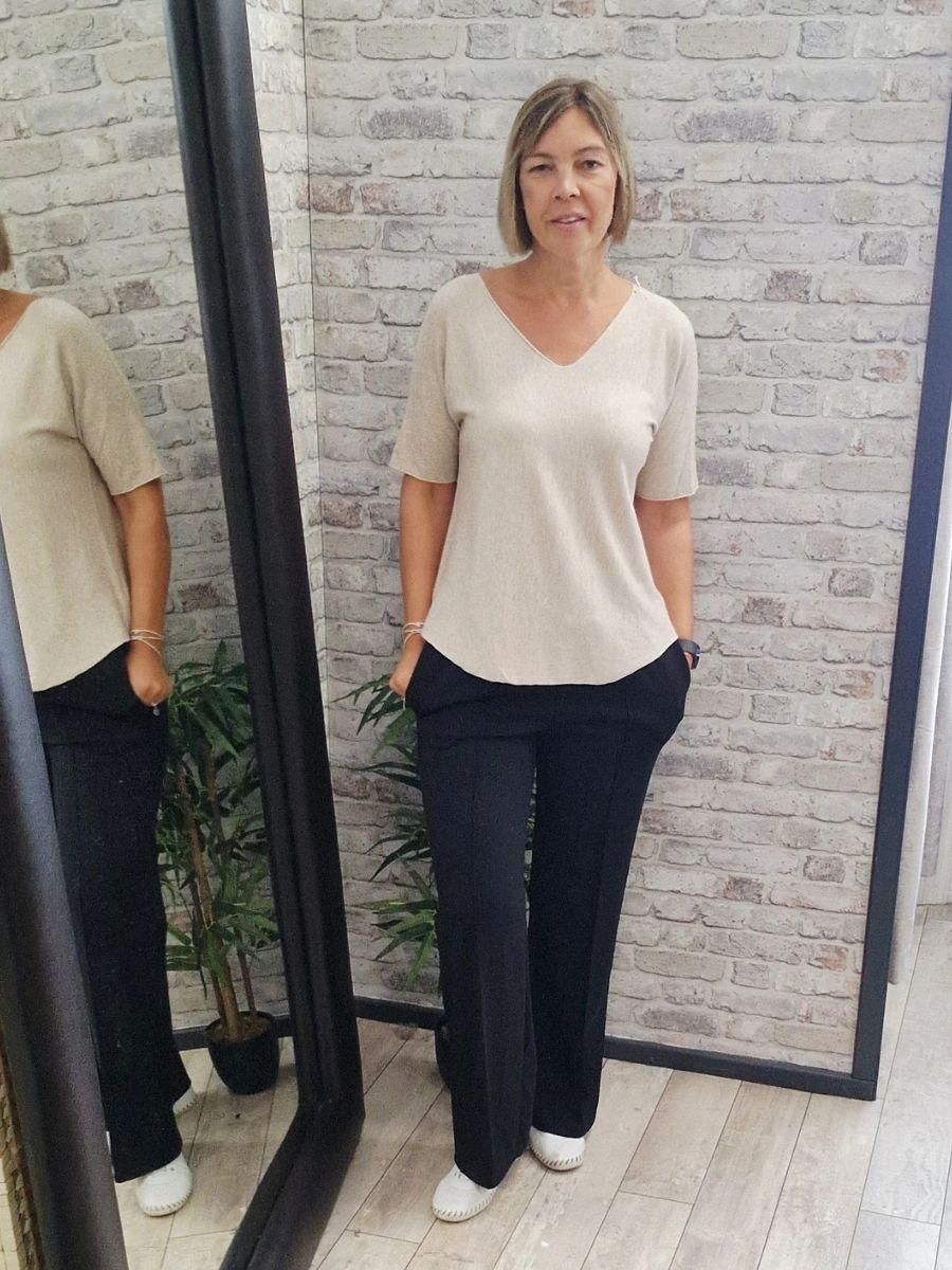 V Neck Fine Knit Short Sleeve Jumper - lightweight comfortable