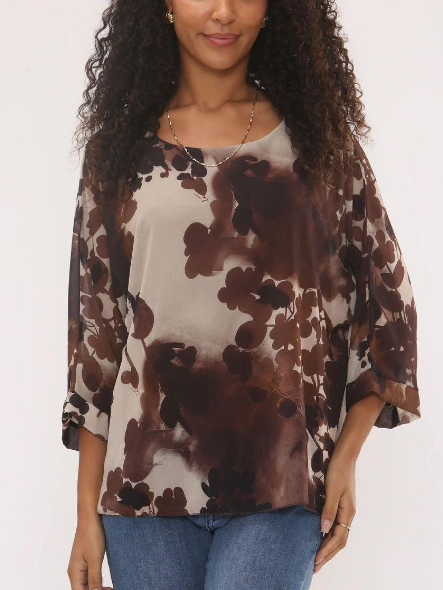 Abstract Leaf Print Top