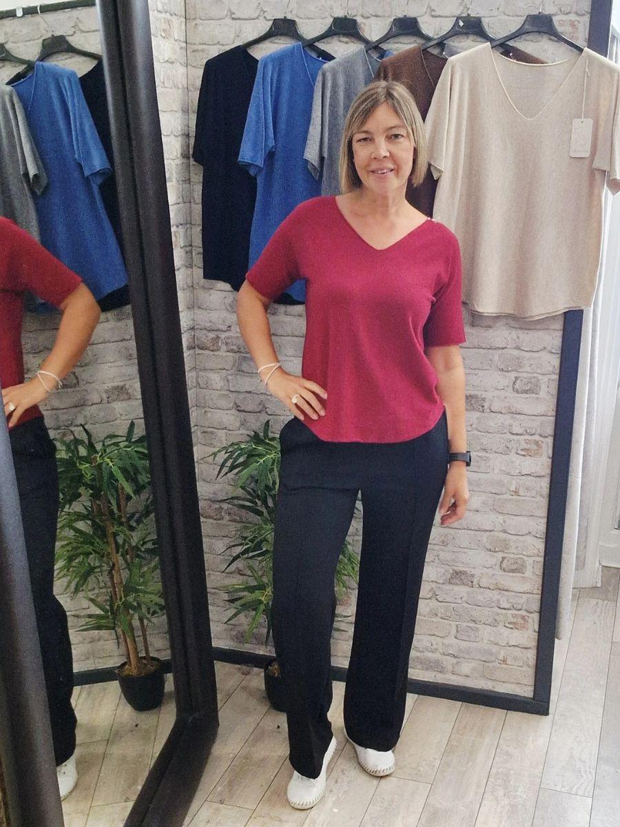 V Neck Fine Knit Short Sleeve Jumper - lightweight comfortable
