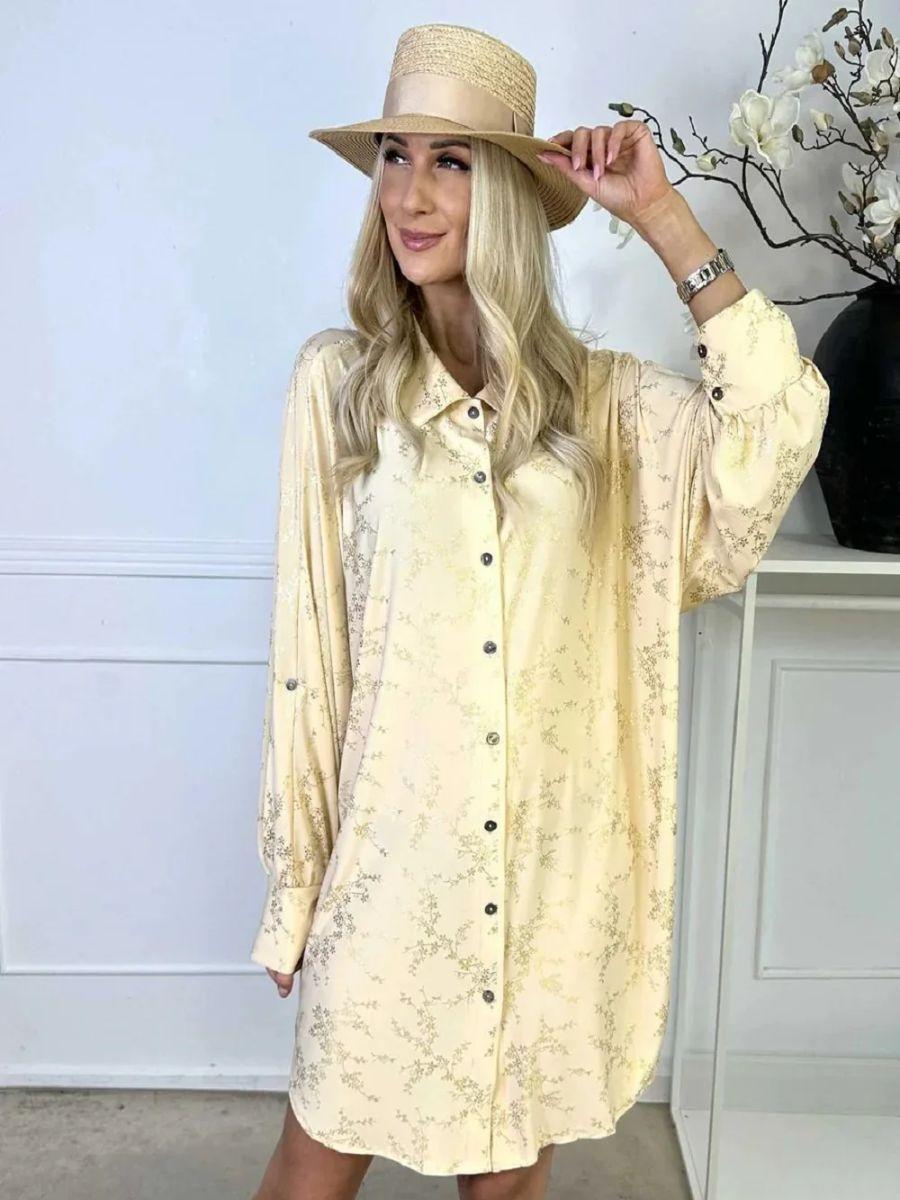 Gold Blossom Print Shirt