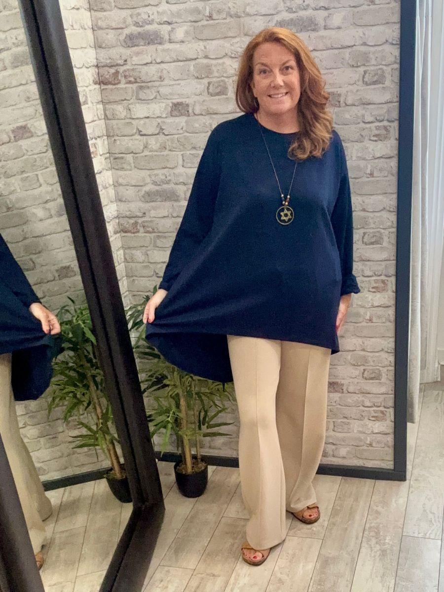Dip Hem Soft Sweater Top - Made in Italy from a viscose fabric