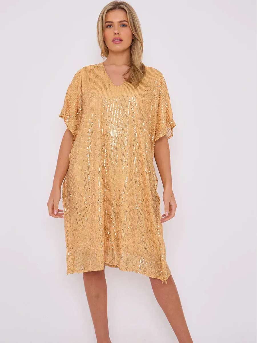 V Neck Sequin Tunic