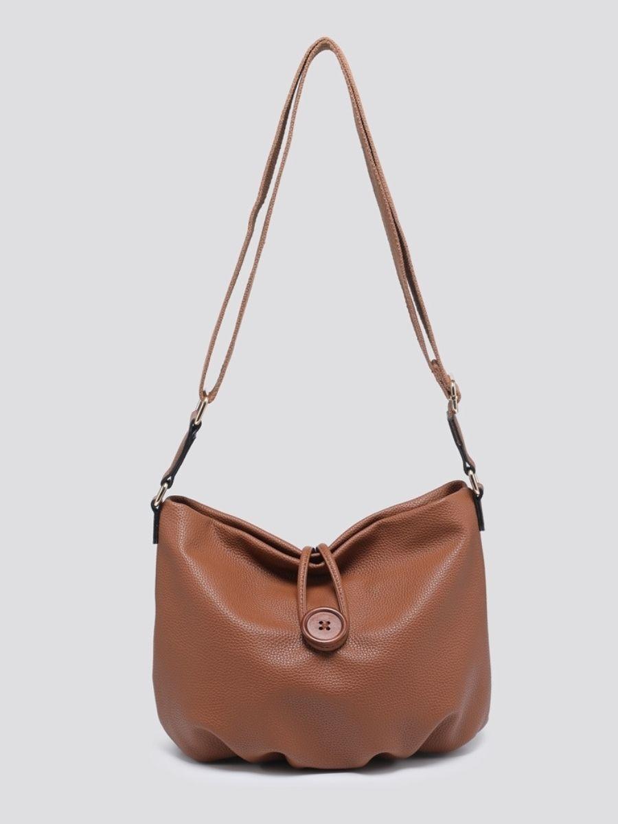 Button Fashion Crossbody Bag - Button and Zip Fastening