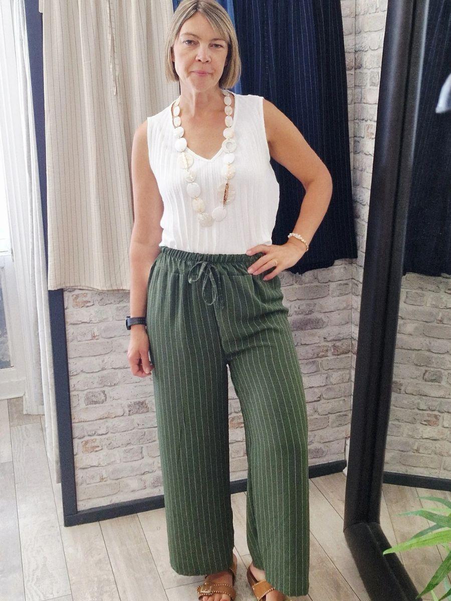 Pinstripe Wide Leg Trousers - sophisticated and comfortable