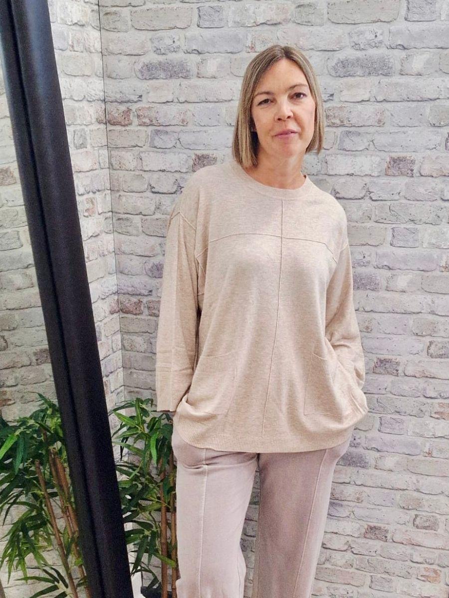 Exposed Seam Pocket Jumper - Modal, Nylon, Viscose Mix