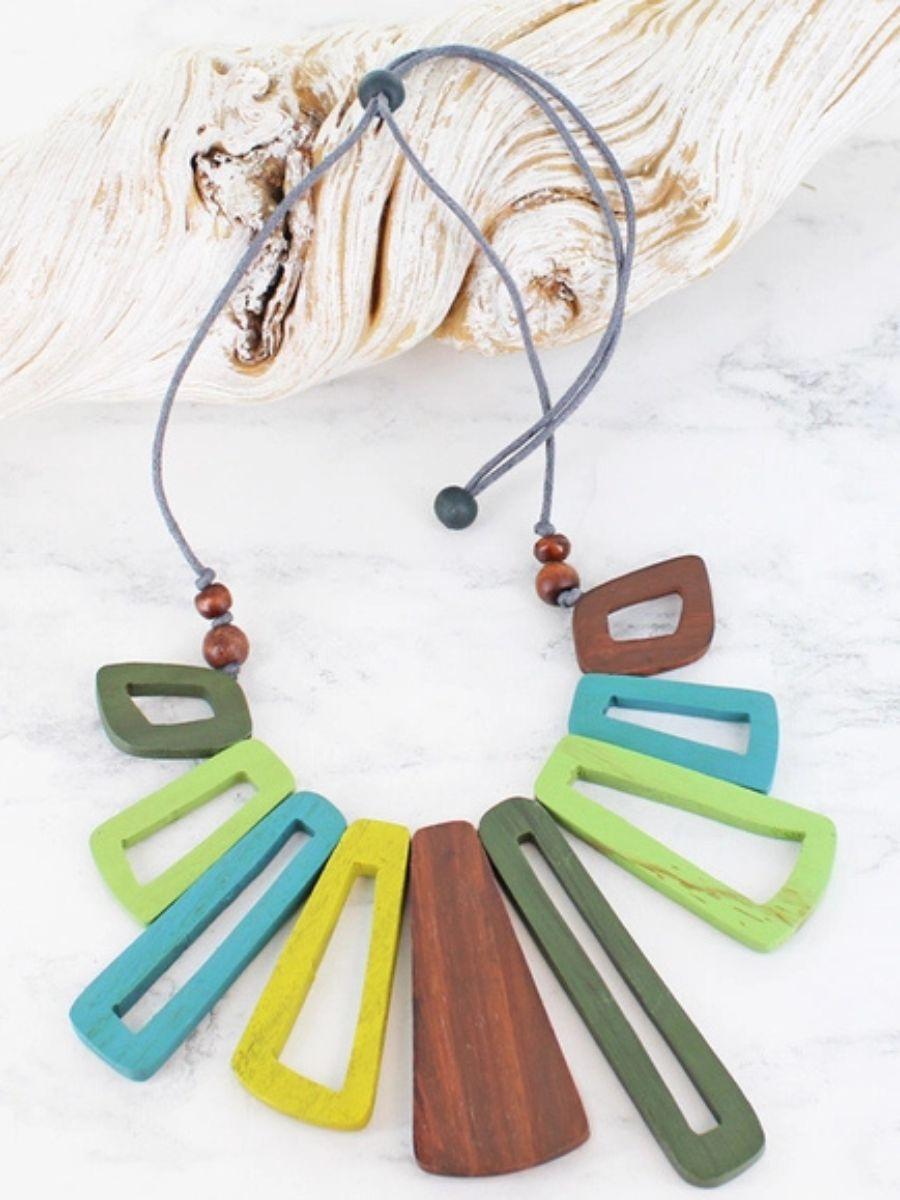 Wooden "Kasandra" Necklace - adjustable with a pull cord