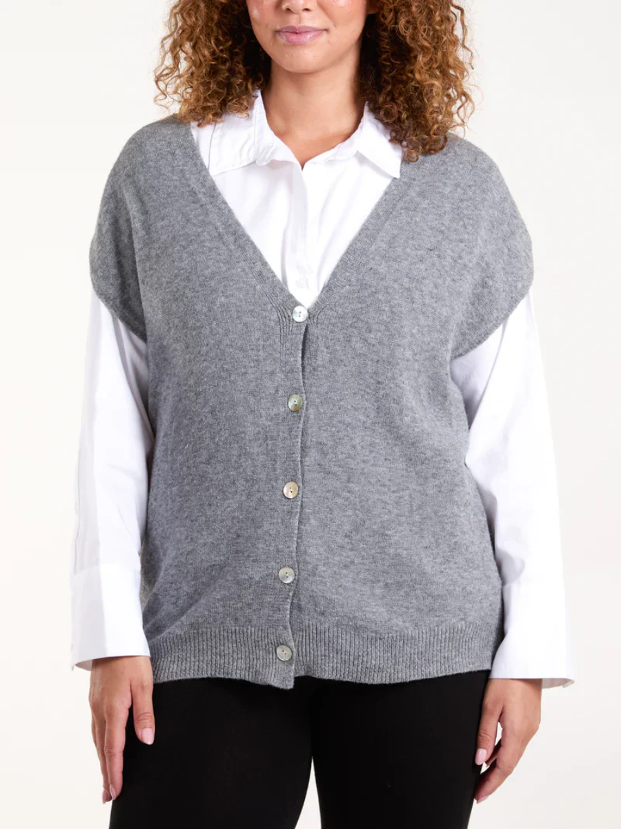 Shell Buttons Knit Vest