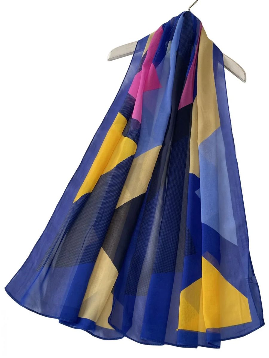 Vibrant Geo Print Chiffon Scarf