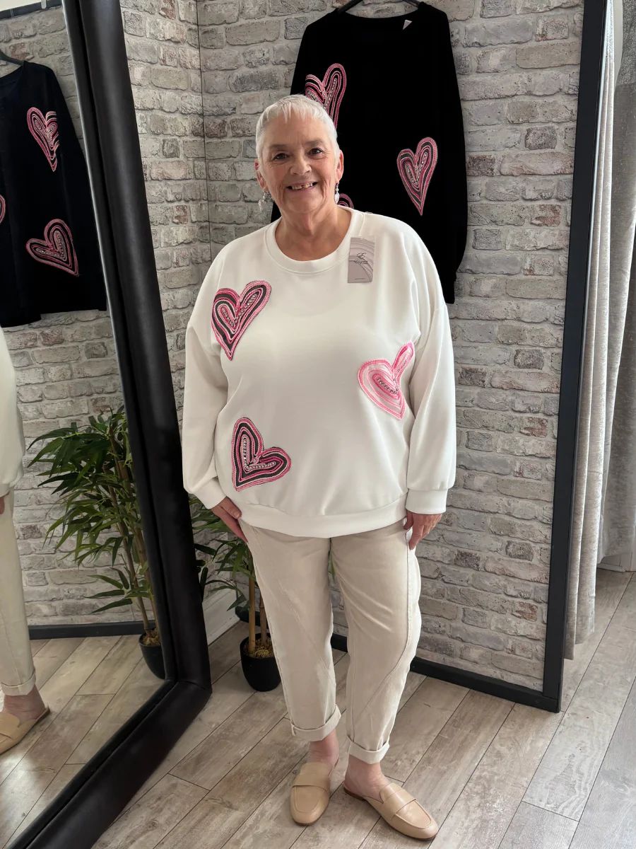 Trio Jewelled Heart Sweatshirt