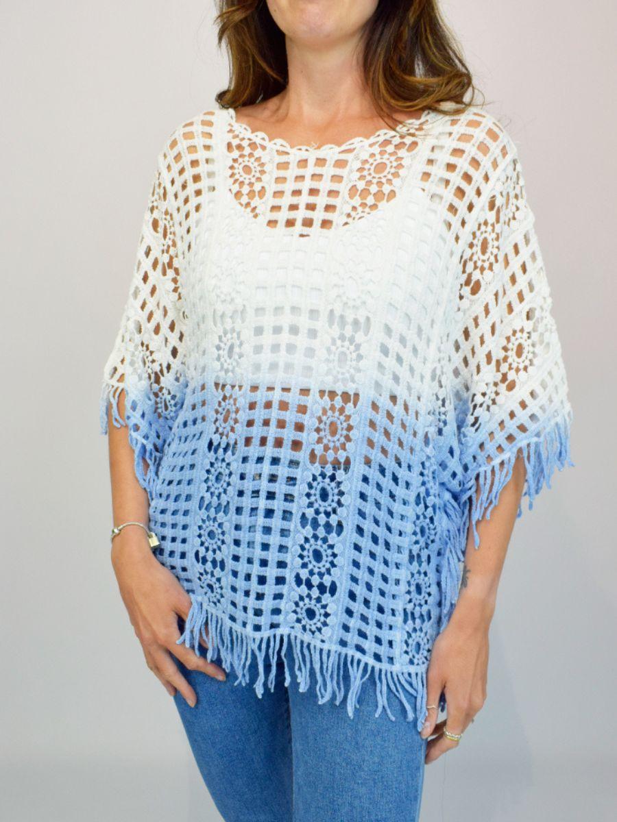 Dip Dye Crochet Top - Tassels to the arms and bottom hem