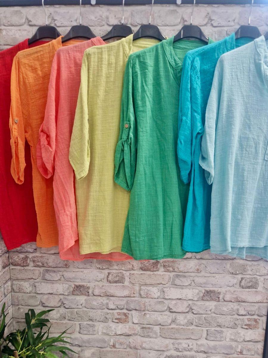 Grandad Collar Plain Shirt