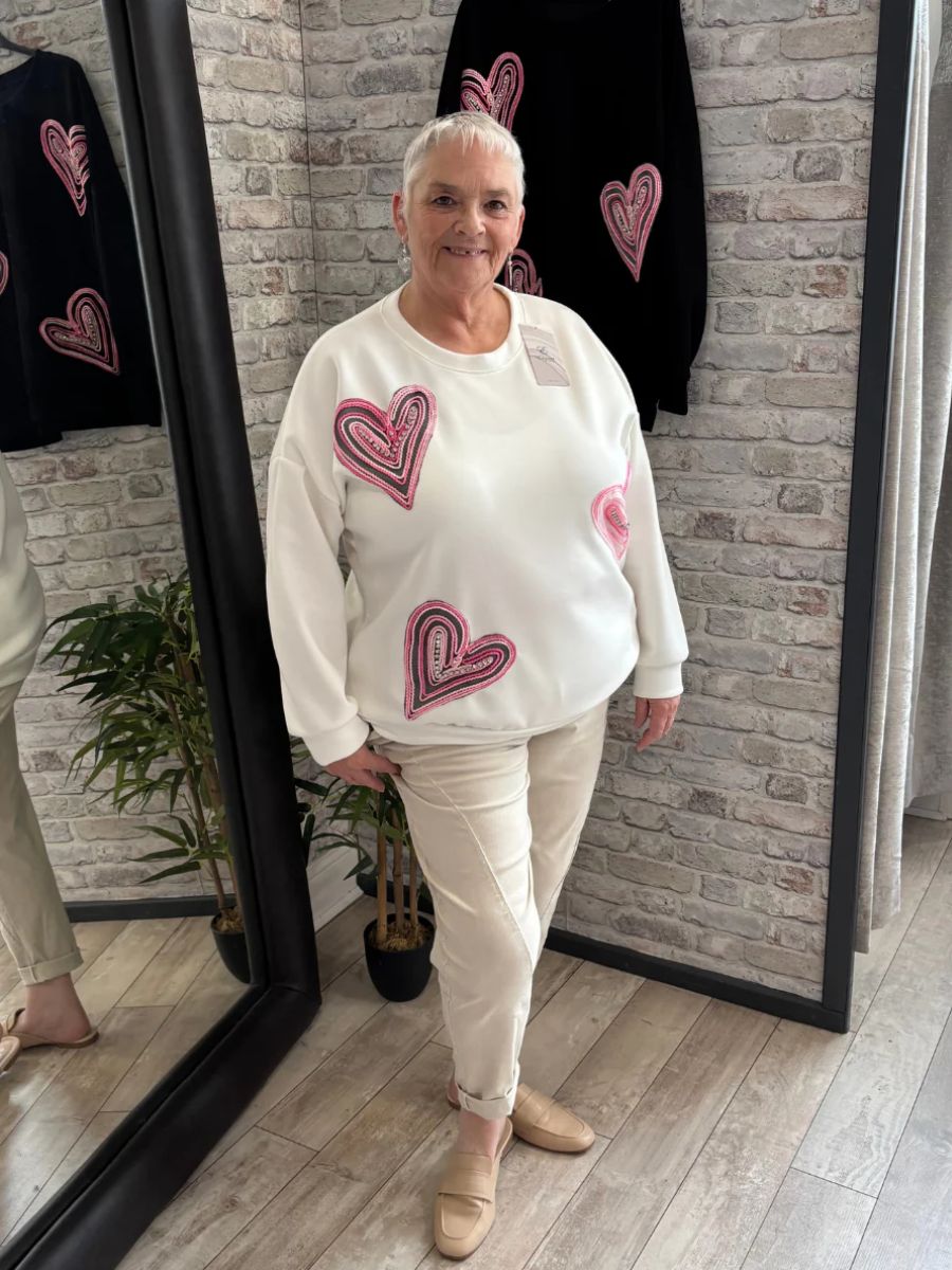Trio Jewelled Heart Sweatshirt
