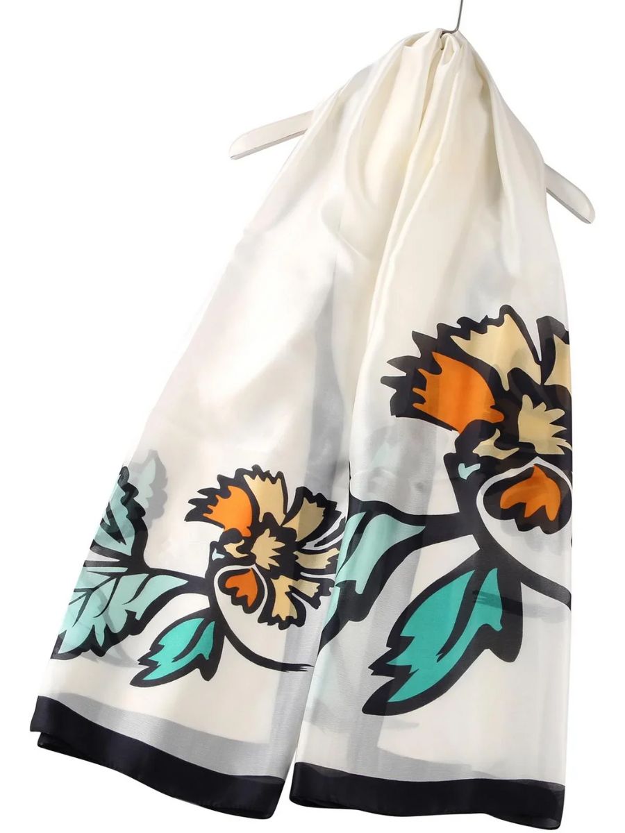 Carnation Flower Print Silk Scarf