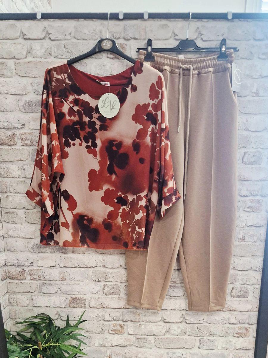 Abstract Leaf Print Top