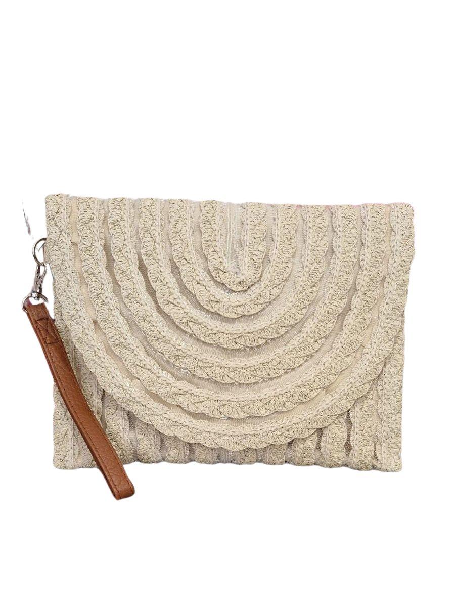 Contrast Strap Straw Bag