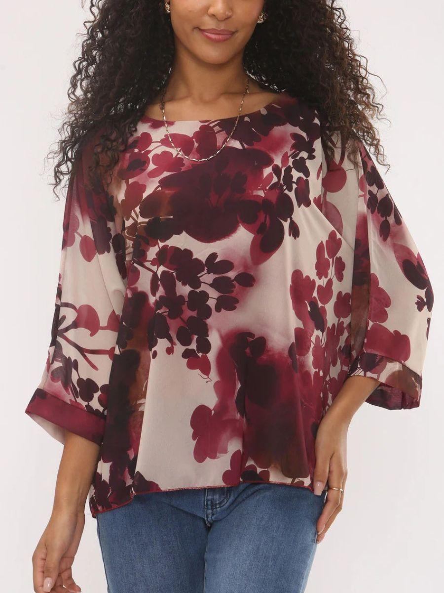 Abstract Leaf Print Top
