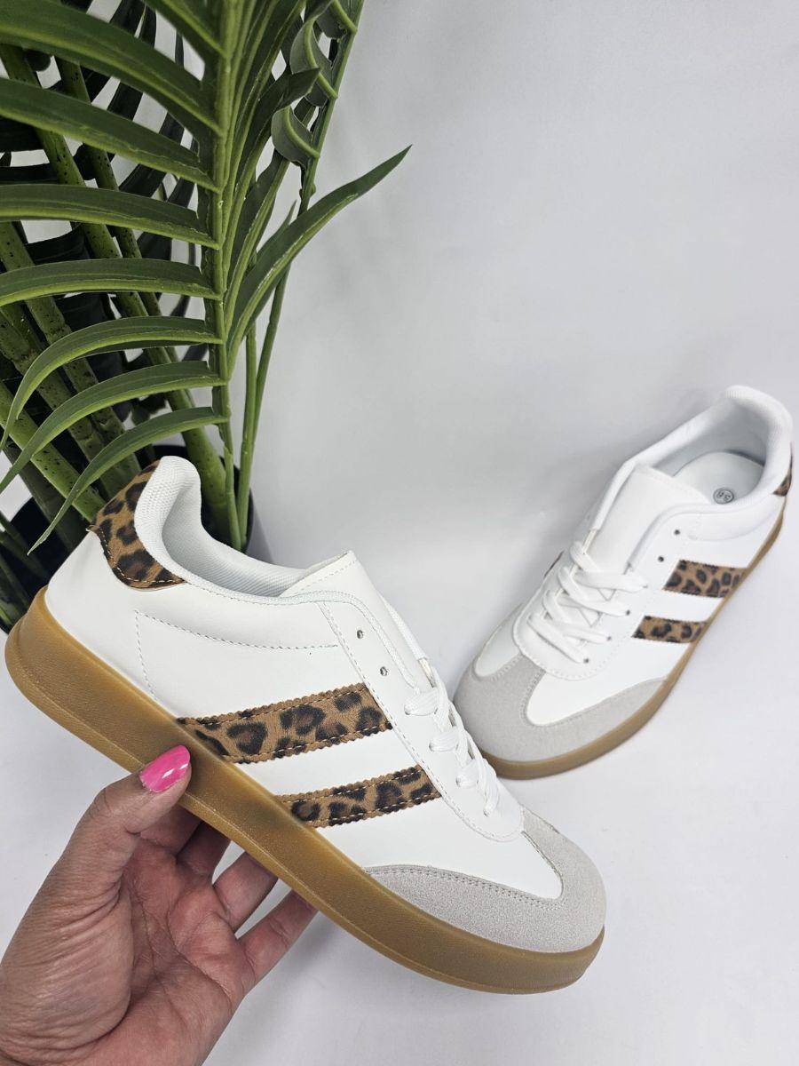 Ladies Contrast Stripe Fashion Trainer Animal