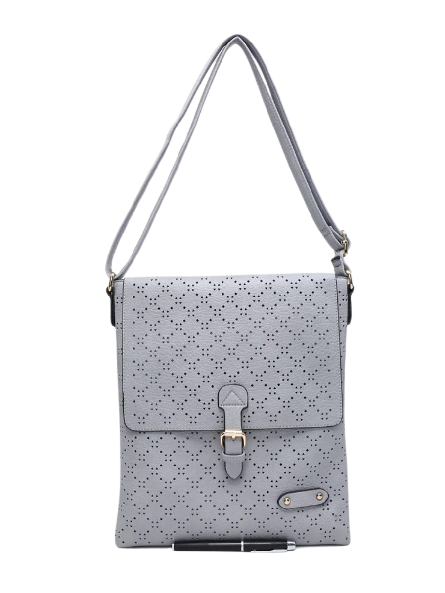 Soft Touch Diamond Perforated Crossbody Bag