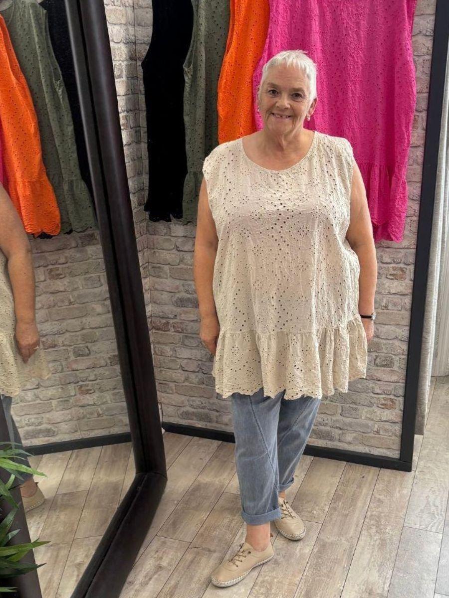 Broderie Cotton Frill Vest Top