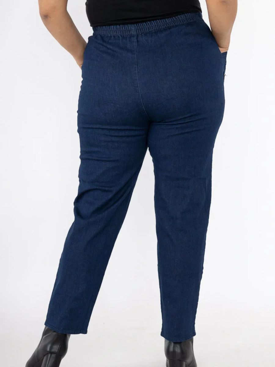 Elastic Waist Denim Trousers