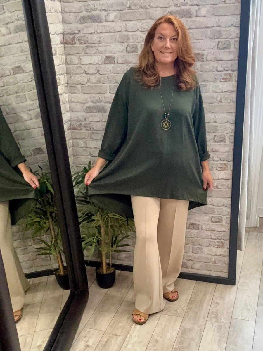 Dip Hem Soft Sweater Top - Made in Italy from a viscose fabric