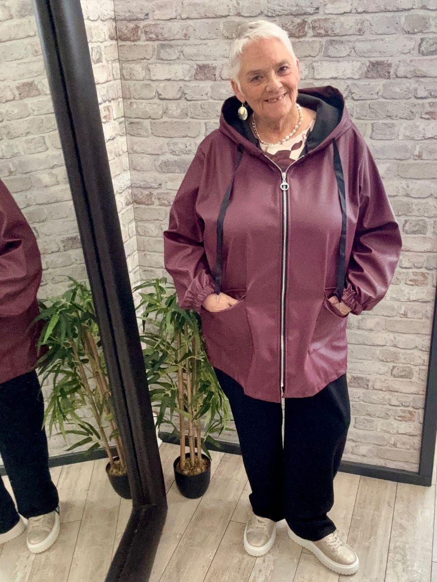 PU Hooded Zip Up Jacket - Square pockets to front with flaps