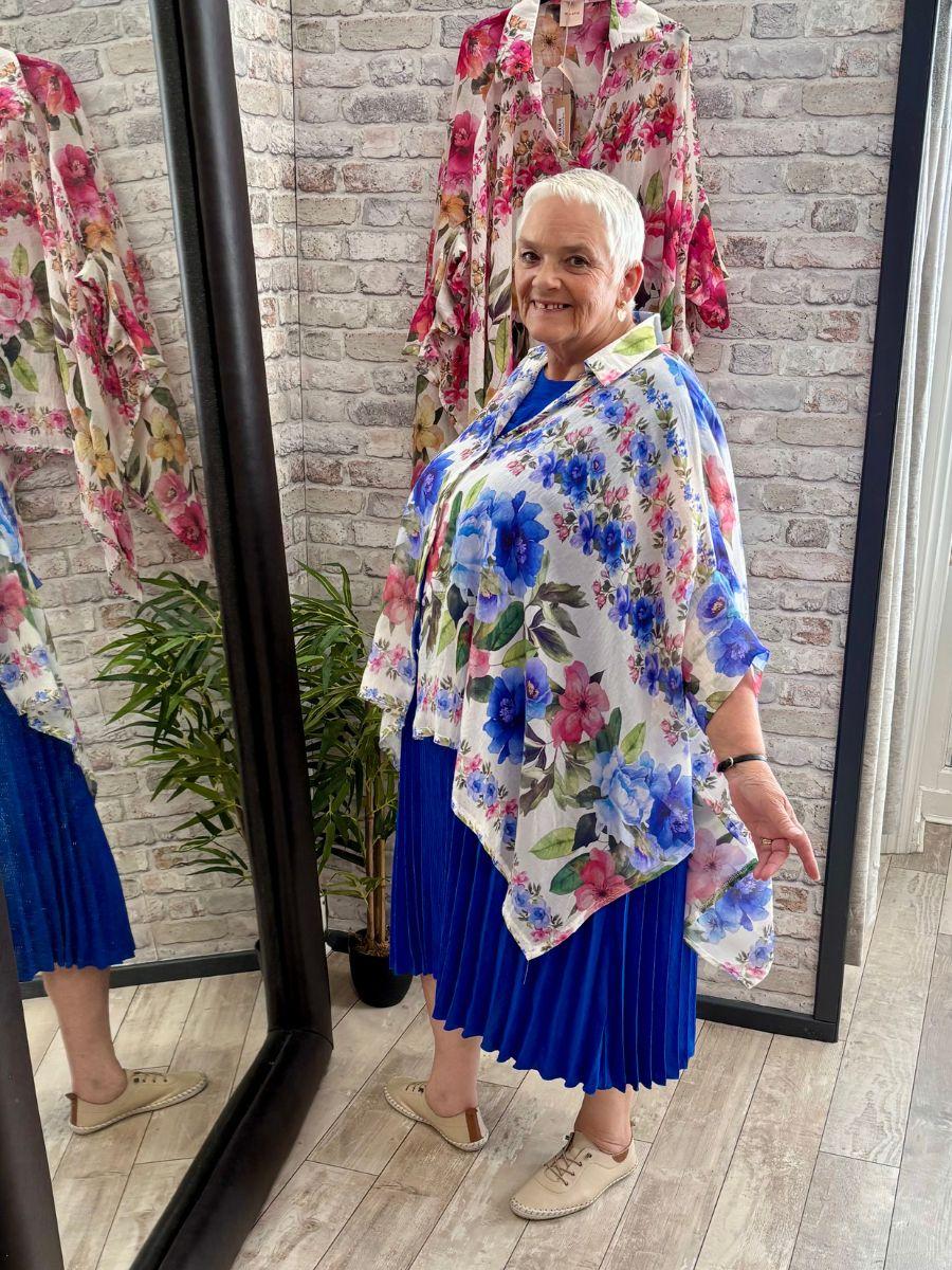 Floral Tencel Kaftan Shirt - Lightweight Button Front