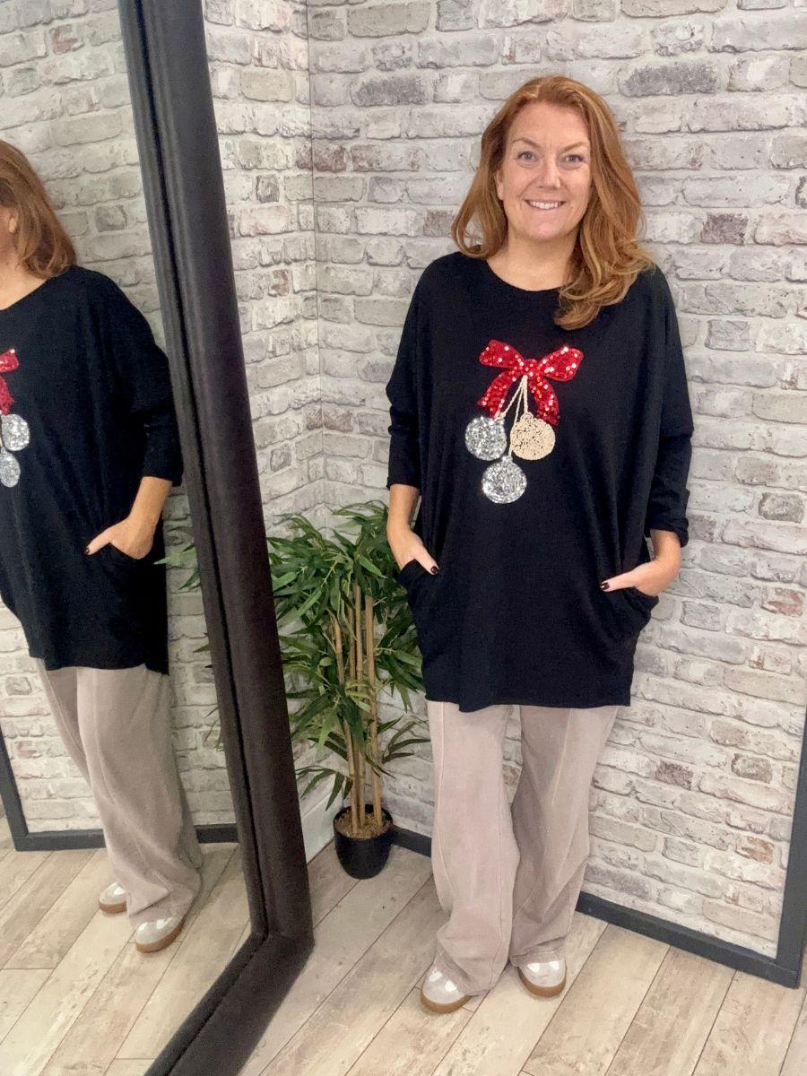Sequin Bow & Baubles Tunic