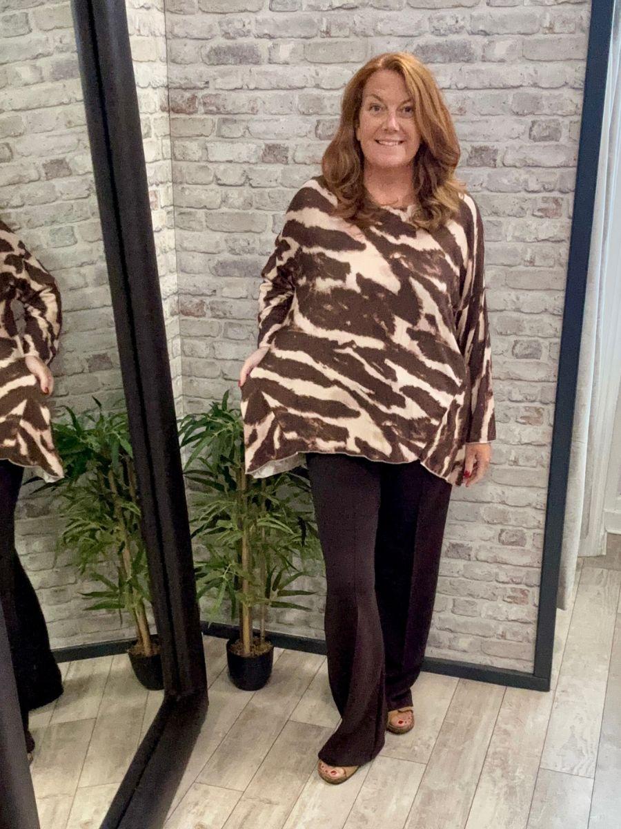 Soft Touch Animal Print Top - Viscose & Lana Blend