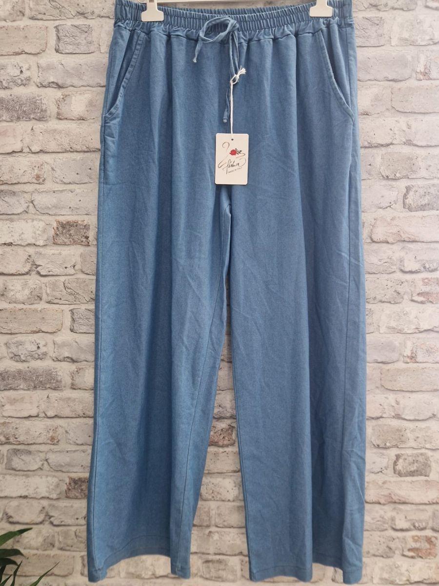 Wide Leg Stretch Denim Trouser