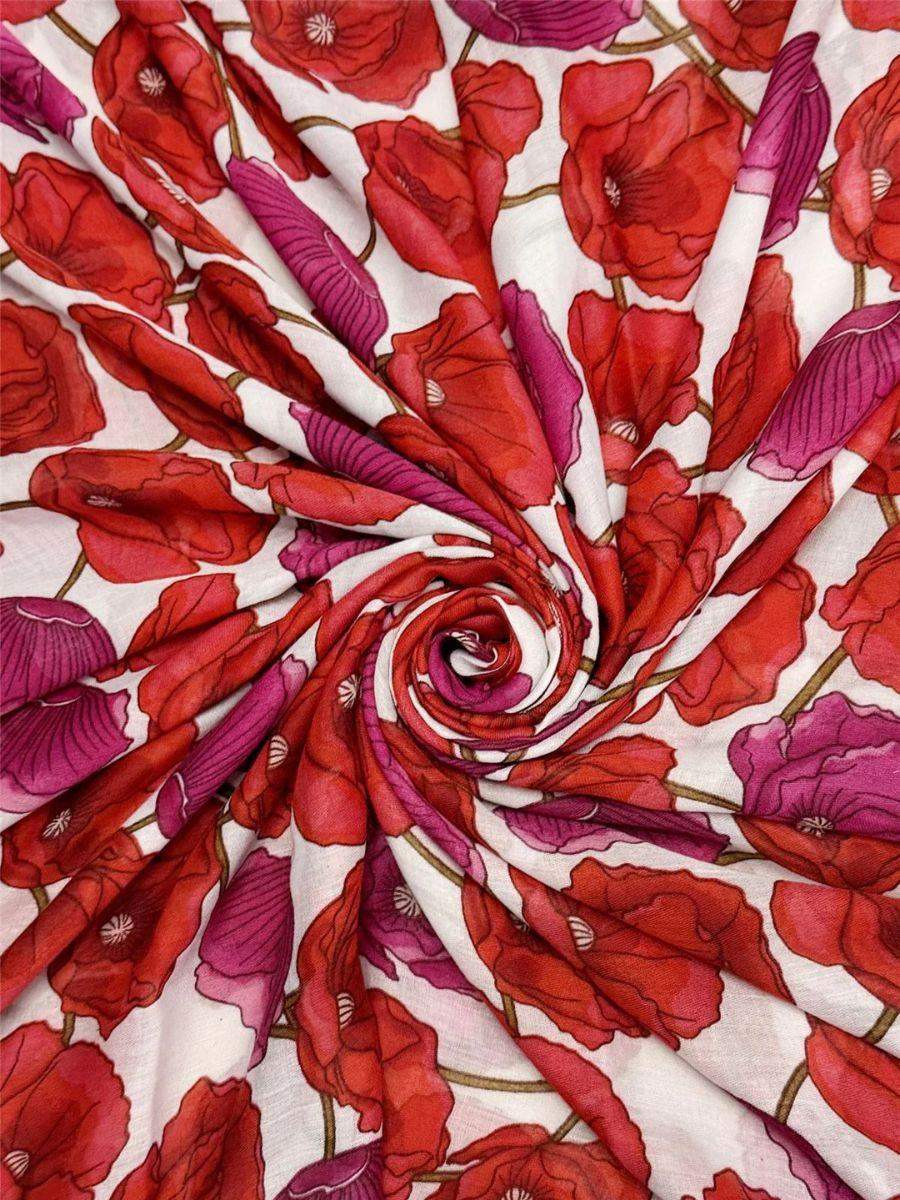 Intertwined Poppy Print Scarf