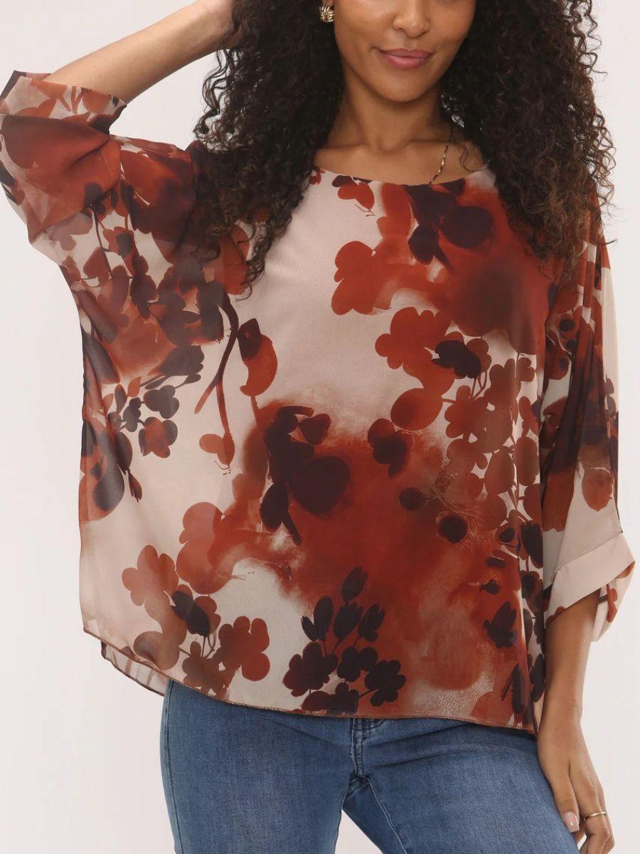 Abstract Leaf Print Top