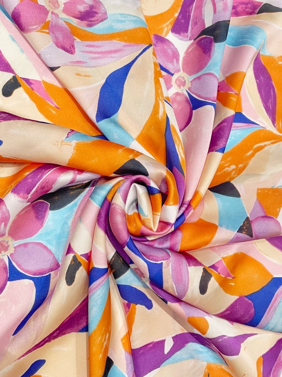 Colourful Painted Floral Print Square Scarf