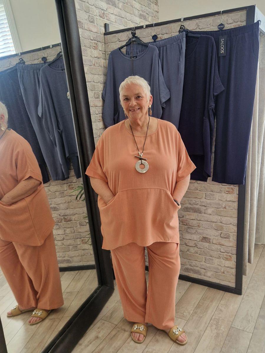 Linen Mix Pocket Necklace Top