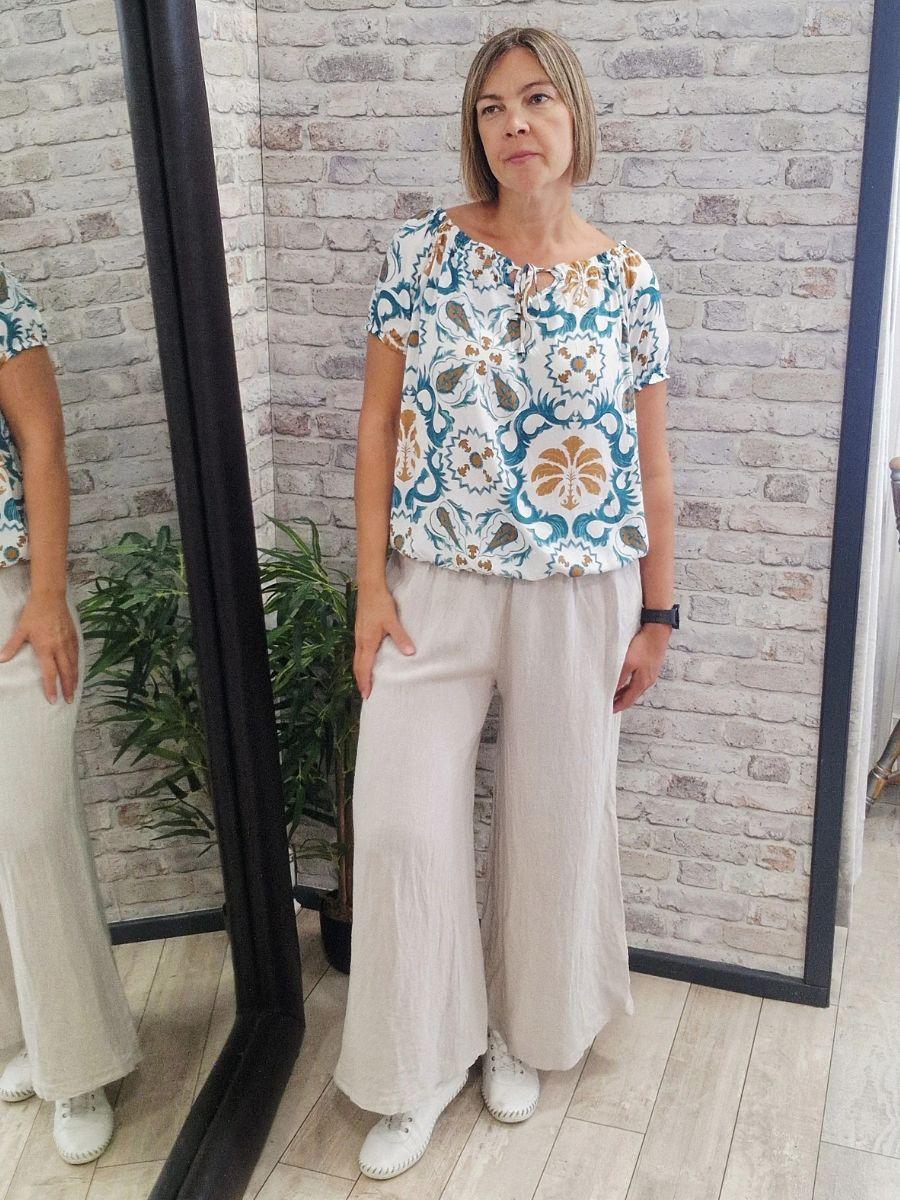 Aztec Paisley Bardot Gypsy Top - Elasticated Hems
