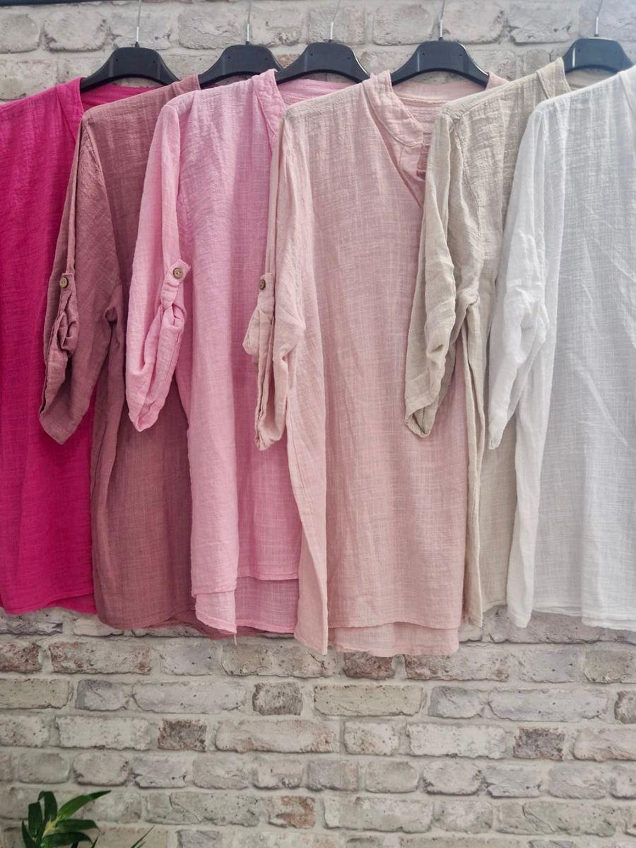 Grandad Collar Plain Shirt