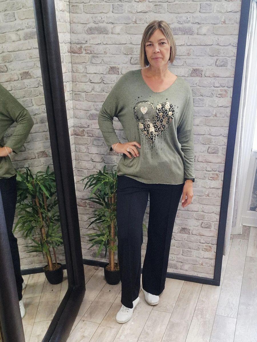 Soft Touch Sequin Heart Top
