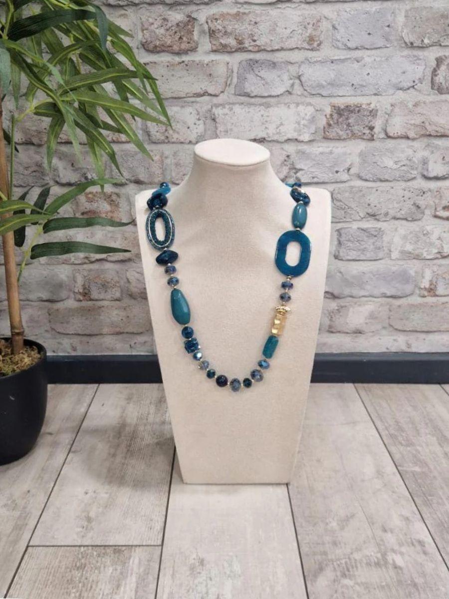 Bead & Crystal Link Long Necklace - 2 colours available