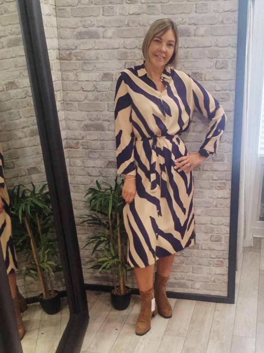 Button Up Zebra Print Dress - optional belt and modern design