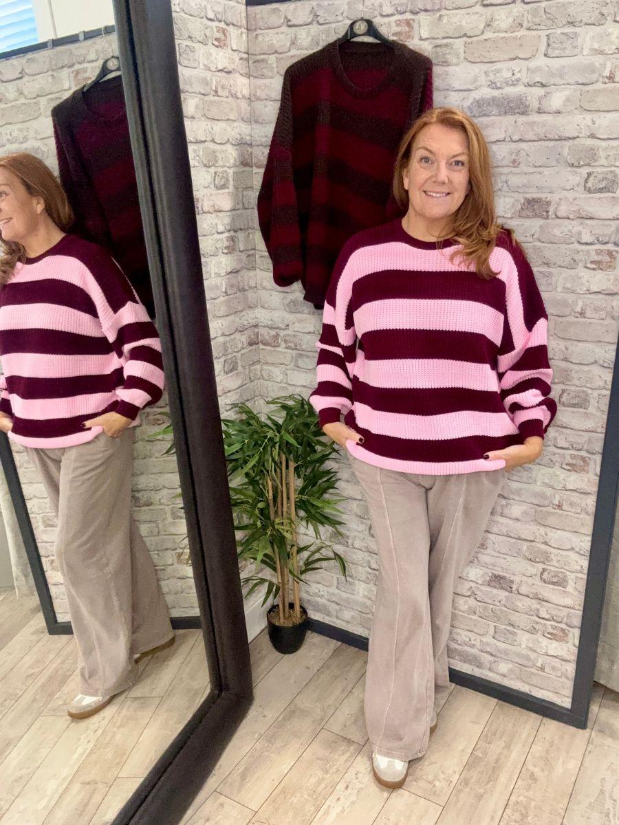 Stripe Round Neck Slouch Jumper