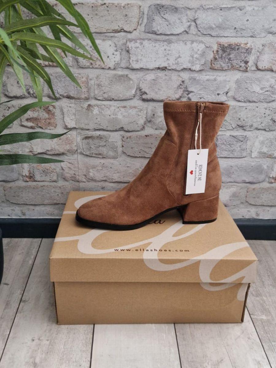 Sammy Tan Ankle Boots - Faux Suede and Side Zip