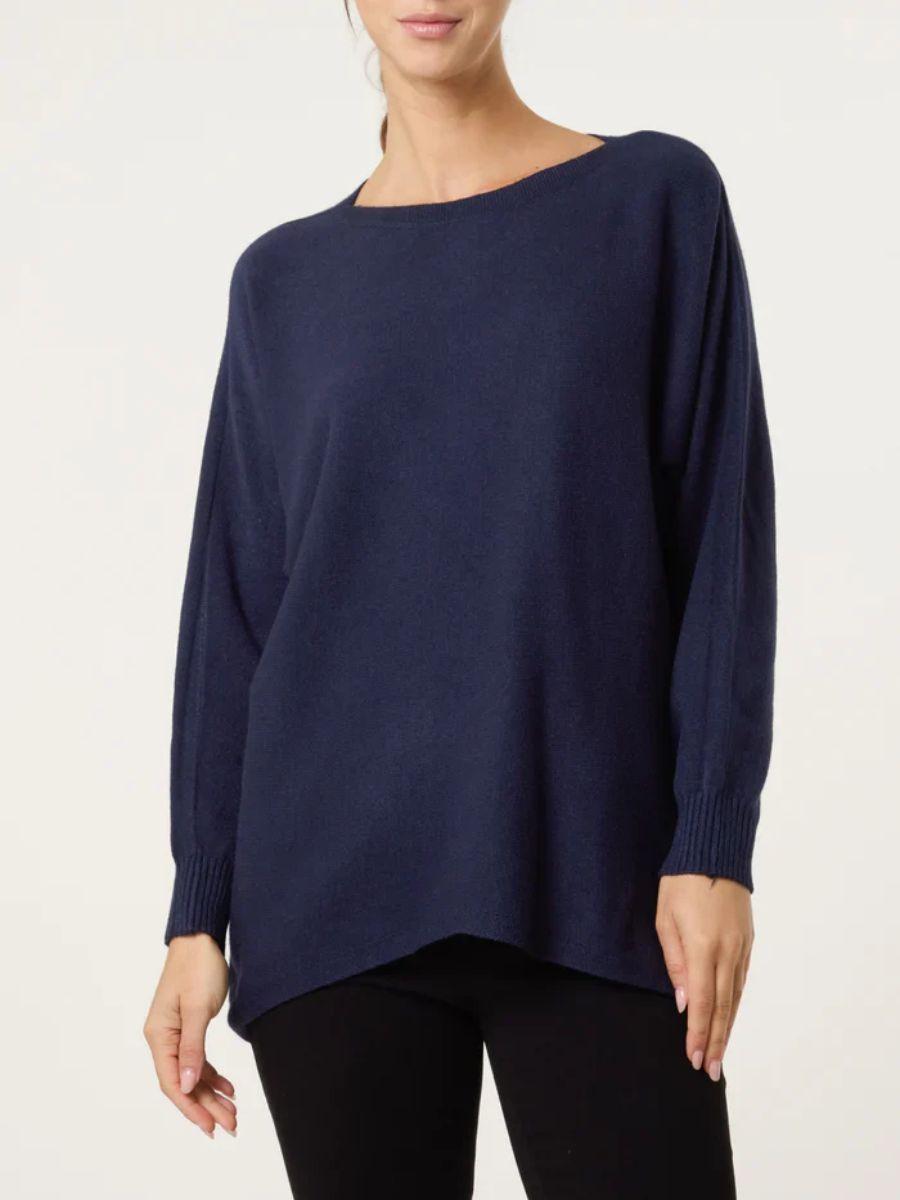 Boat Neck Back Button Jumper