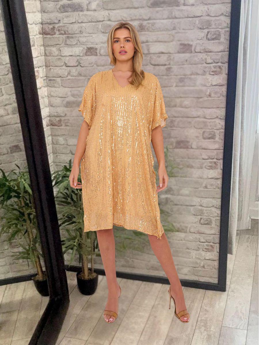 V Neck Sequin Tunic