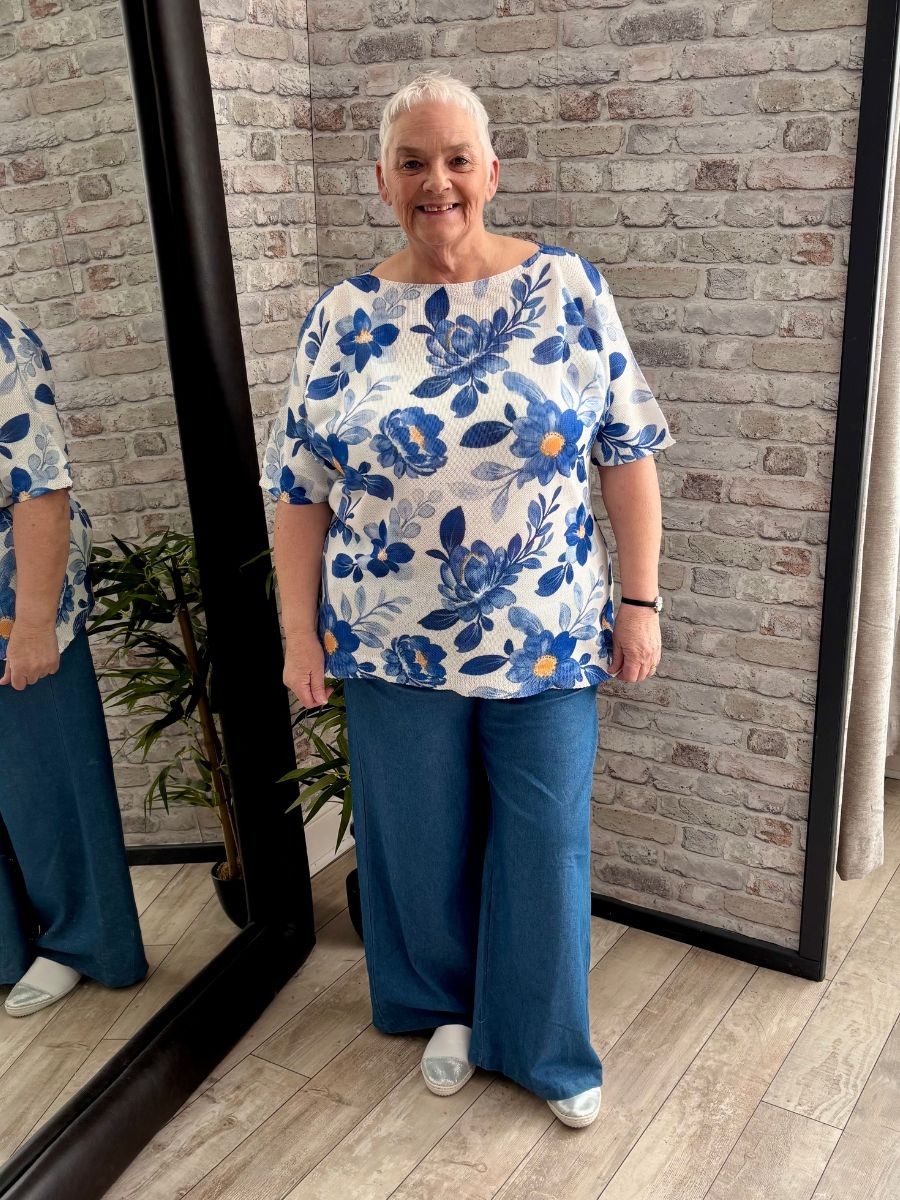 Wide Leg Stretch Denim Trouser