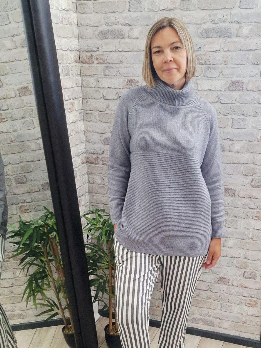 Ribbed Roll Neck Jumper - Modal, Nylon, Viscose
