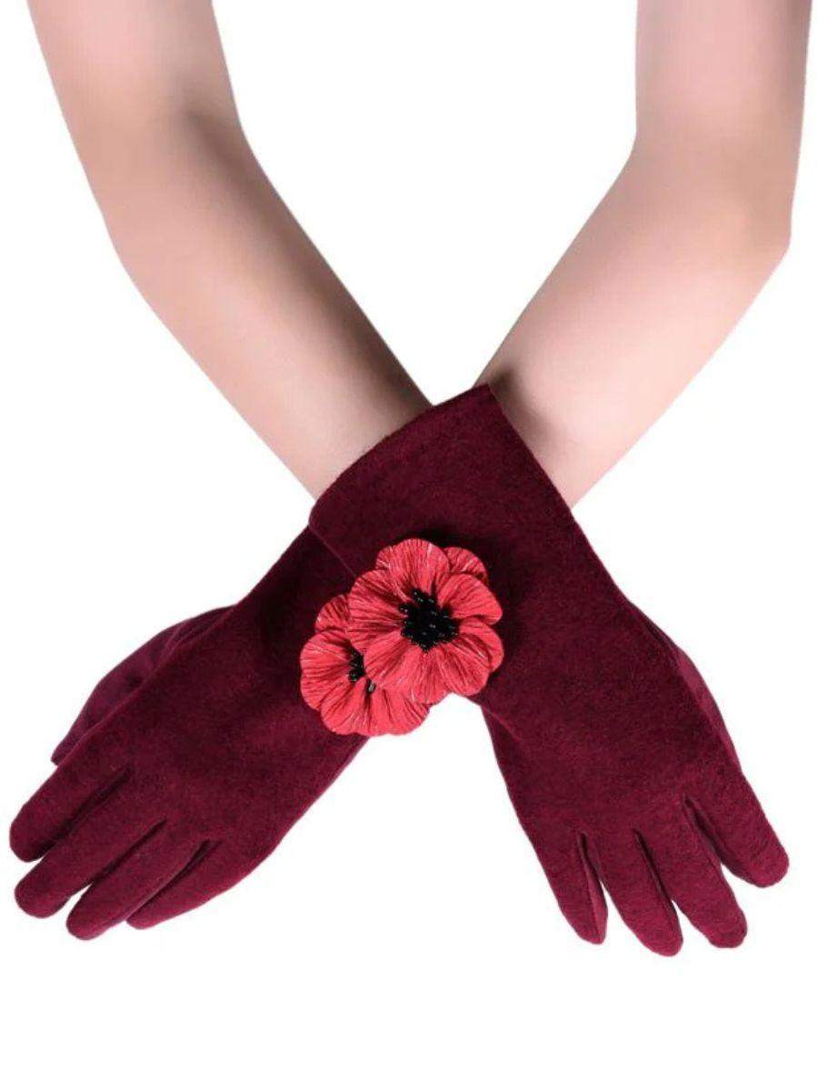 Poppy Gloves with 3D Poppy