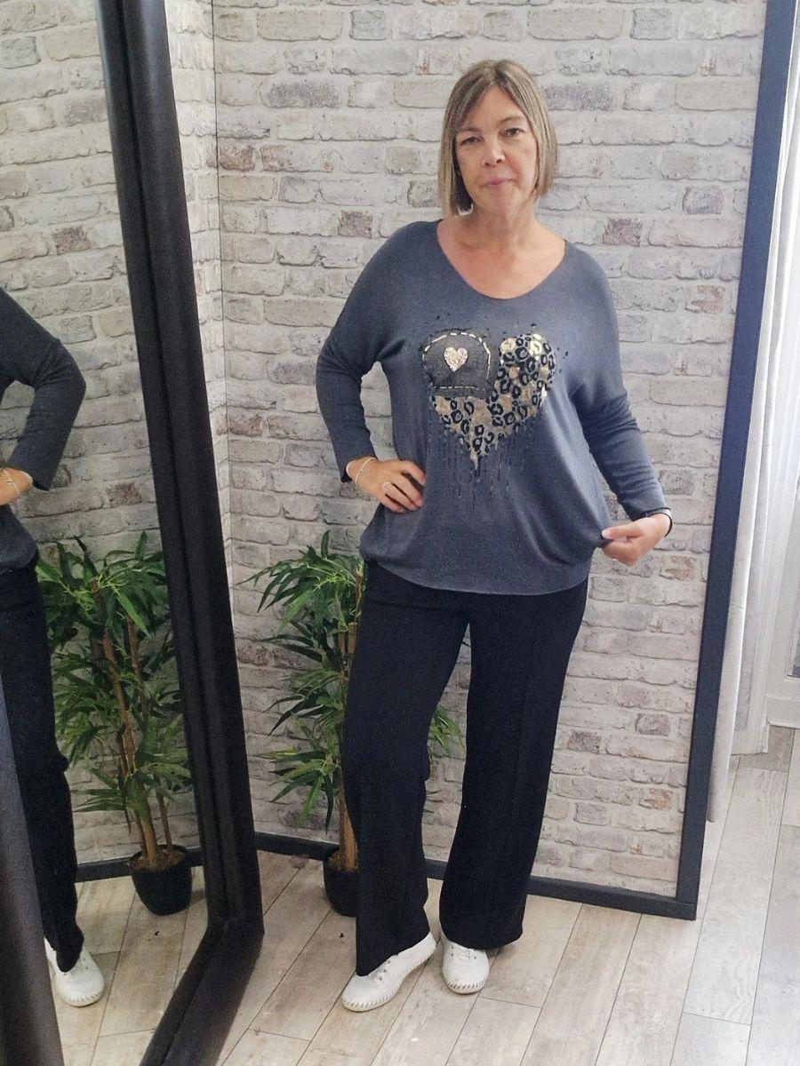 Soft Touch Sequin Heart Top