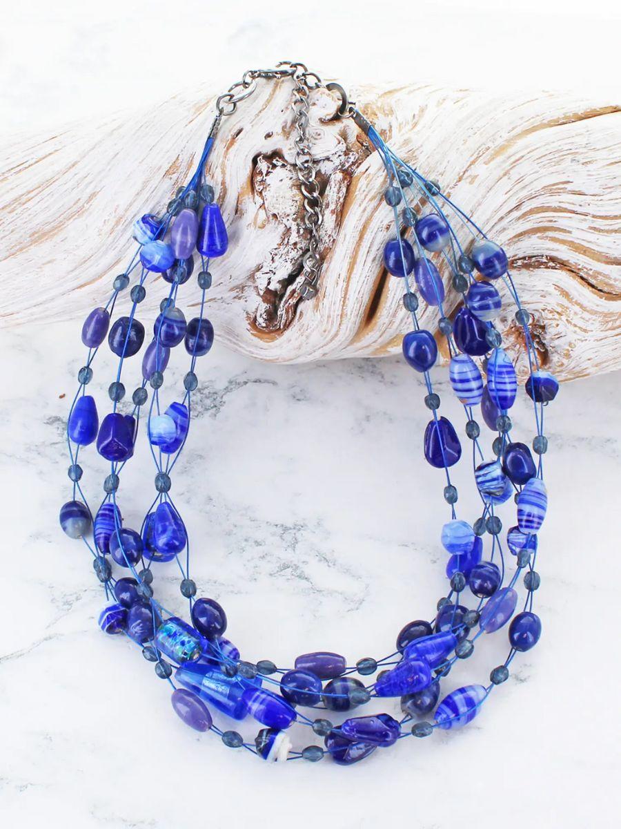 Mixed Glass Bead Cluster Necklace