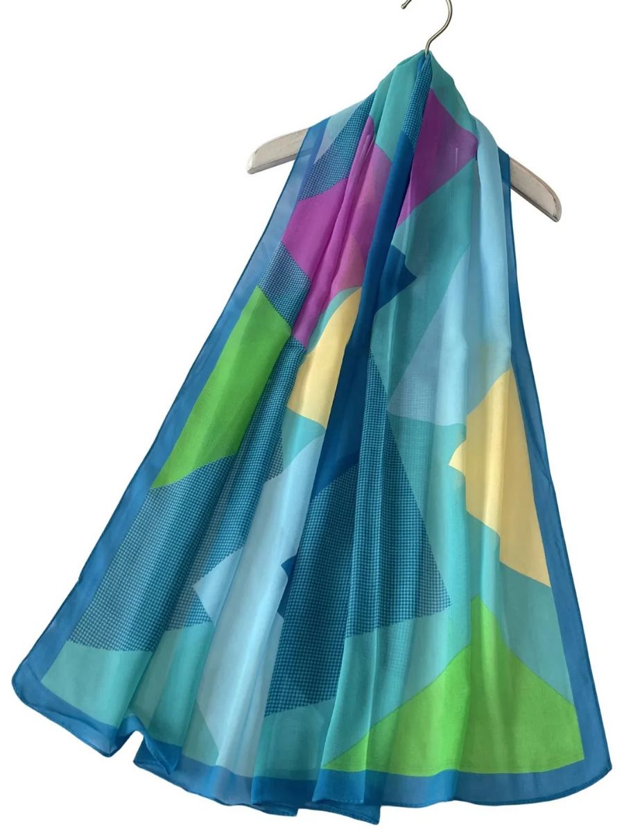 Vibrant Geo Print Chiffon Scarf